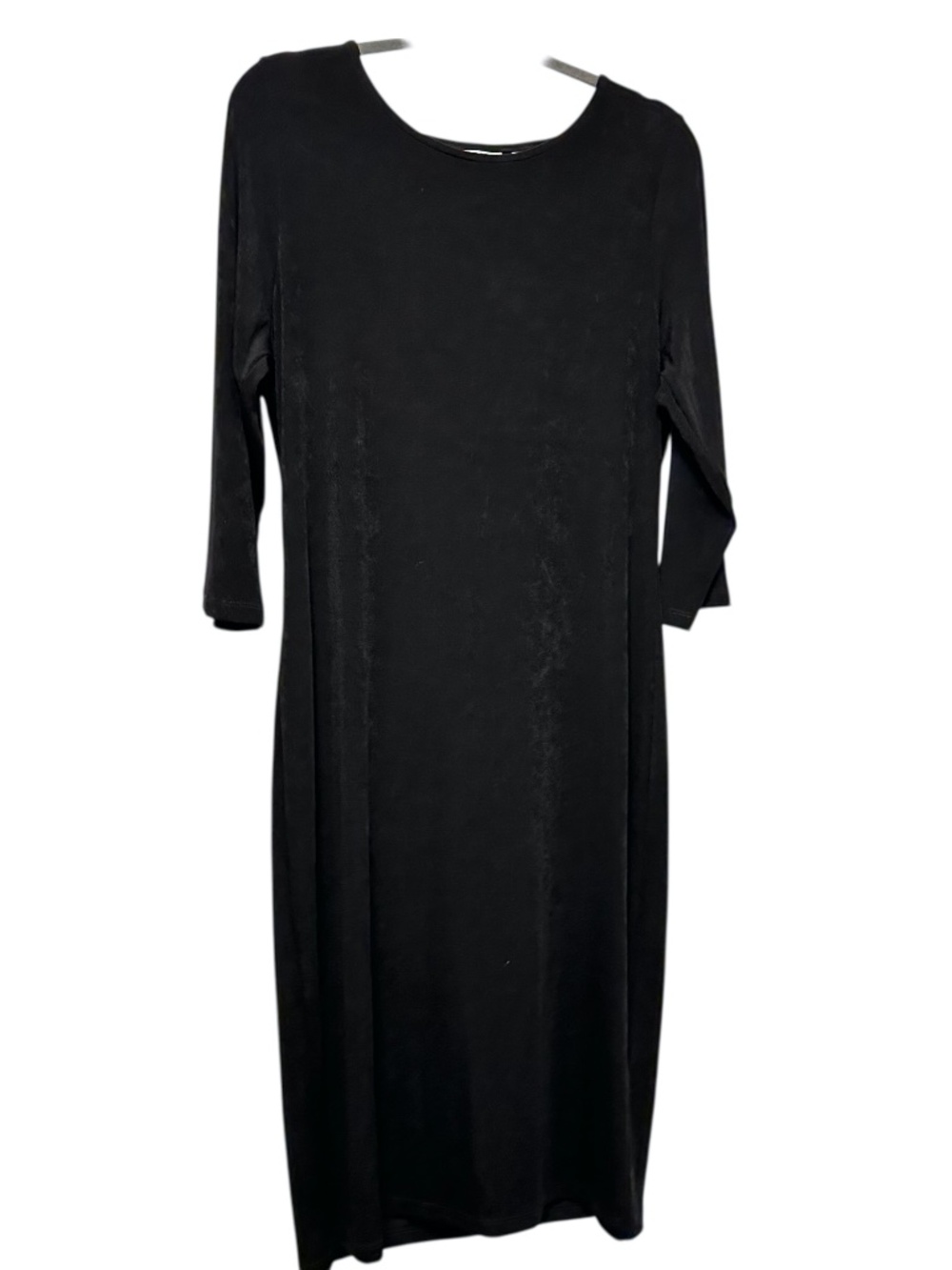 Chico's Black Heavy Crepe Jersey Knit Sheath Dress 3/4 Sleeve Size 2 L